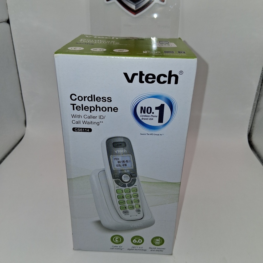 NEW VTech CS6114 DECT 6.0 Cordless Phone White/Grey, Caller ID/Call Waiting